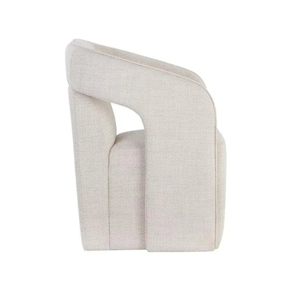 Kendrick Fabric Wheeled Dining Armchair - LOOMLAN - SUNPAN - Dining Chairs