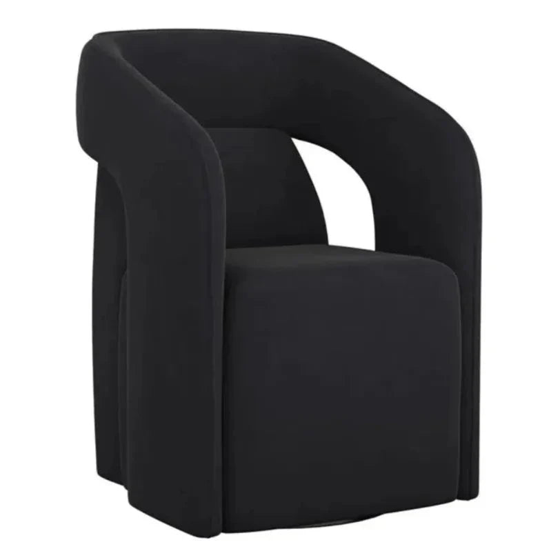 Kendrick Fabric Wheeled Dining Armchair - LOOMLAN - SUNPAN - Dining Chairs