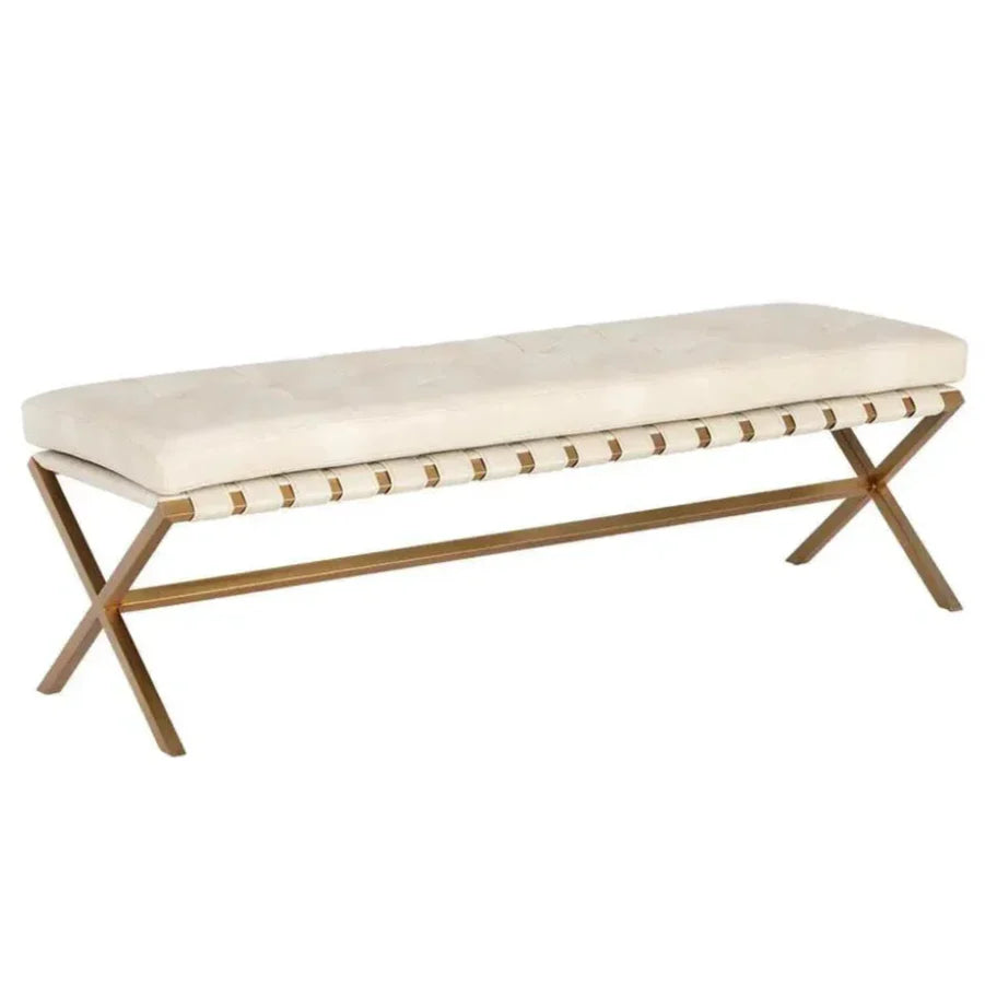 Kenji Leather Small Backless Bedroom Bench - LOOMLAN - SUNPAN - Bedroom Benches