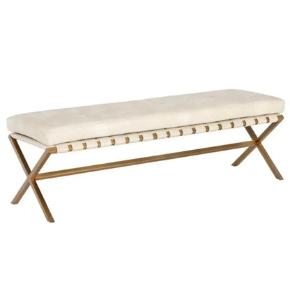 Kenji Leather Small Backless Bedroom Bench - LOOMLAN - SUNPAN - Bedroom Benches