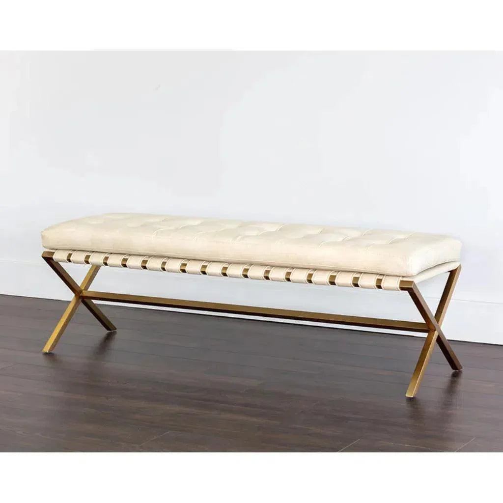 Kenji Leather Small Backless Bedroom Bench - LOOMLAN - SUNPAN - Bedroom Benches