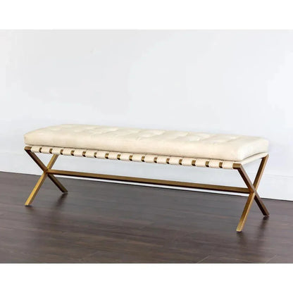 Kenji Leather Small Backless Bedroom Bench - LOOMLAN - SUNPAN - Bedroom Benches