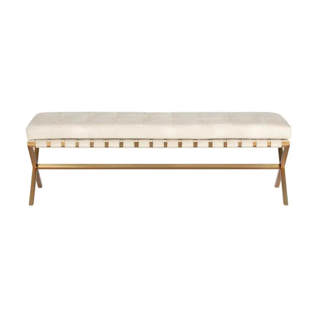 Kenji Leather Small Backless Bedroom Bench - LOOMLAN - SUNPAN - Bedroom Benches
