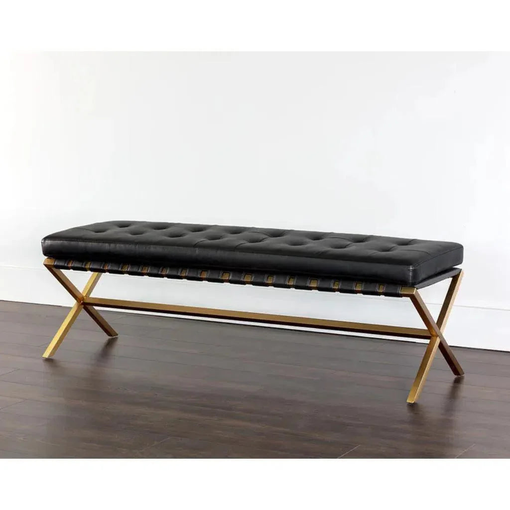 Kenji Leather Small Backless Bedroom Bench - LOOMLAN - SUNPAN - Bedroom Benches