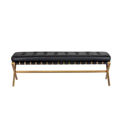 Kenji Leather Small Backless Bedroom Bench - LOOMLAN - SUNPAN - Bedroom Benches