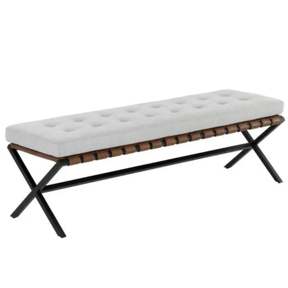 Kenji Leather Small Backless Bedroom Bench - LOOMLAN - SUNPAN - Bedroom Benches