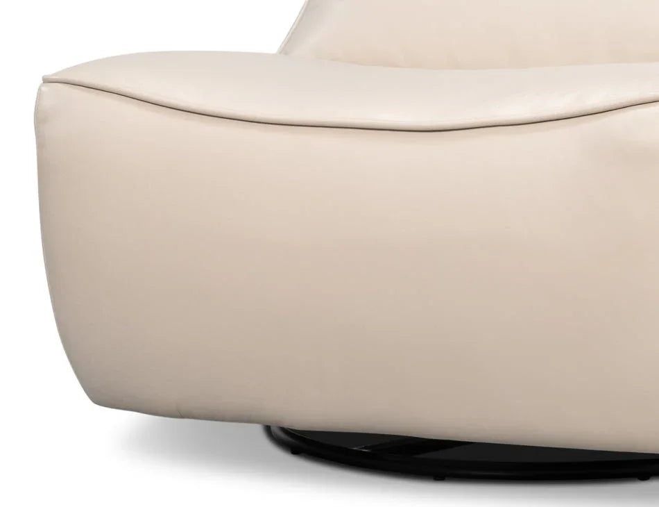 Kennett Leather Swivel Chair - LOOMLAN - Sarreid - Club Chairs