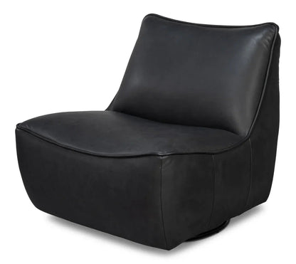 Kennett Leather Swivel Chair - LOOMLAN - Sarreid - Club Chairs