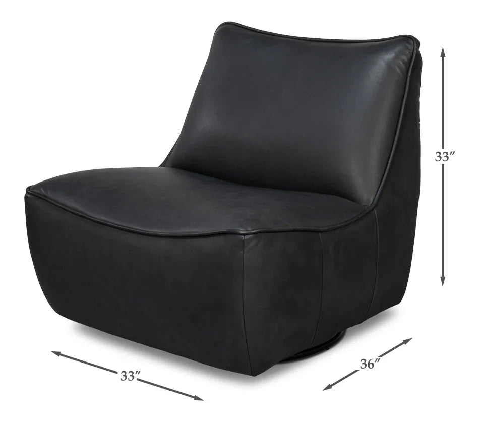 Kennett Leather Swivel Chair - LOOMLAN - Sarreid - Club Chairs