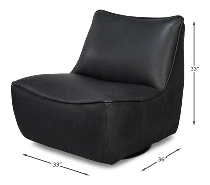 Kennett Leather Swivel Chair - LOOMLAN - Sarreid - Club Chairs