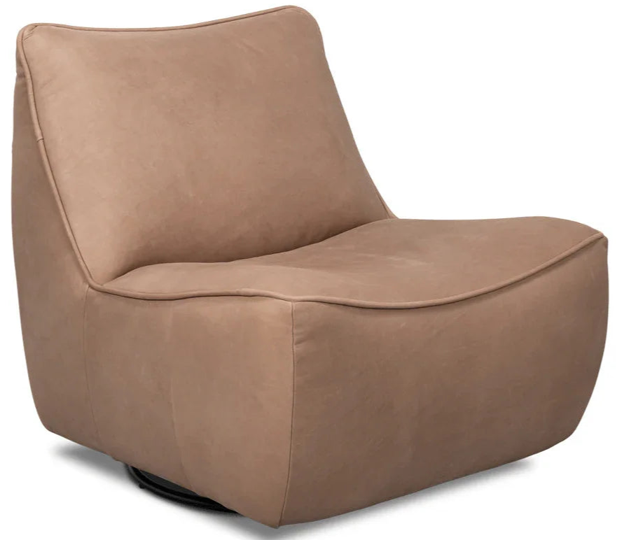 Kennett Leather Swivel Chair - LOOMLAN - Sarreid - Club Chairs