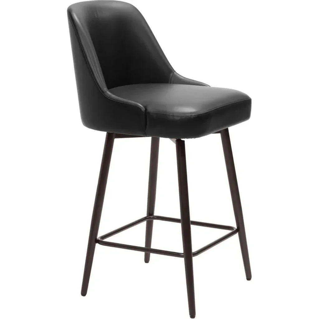 Keppel Swivel Counter Stool Black & Bronze - LOOMLAN - Zuo Modern - Counter Stools