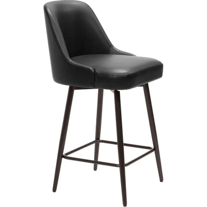 Keppel Swivel Counter Stool Black & Bronze - LOOMLAN - Zuo Modern - Counter Stools