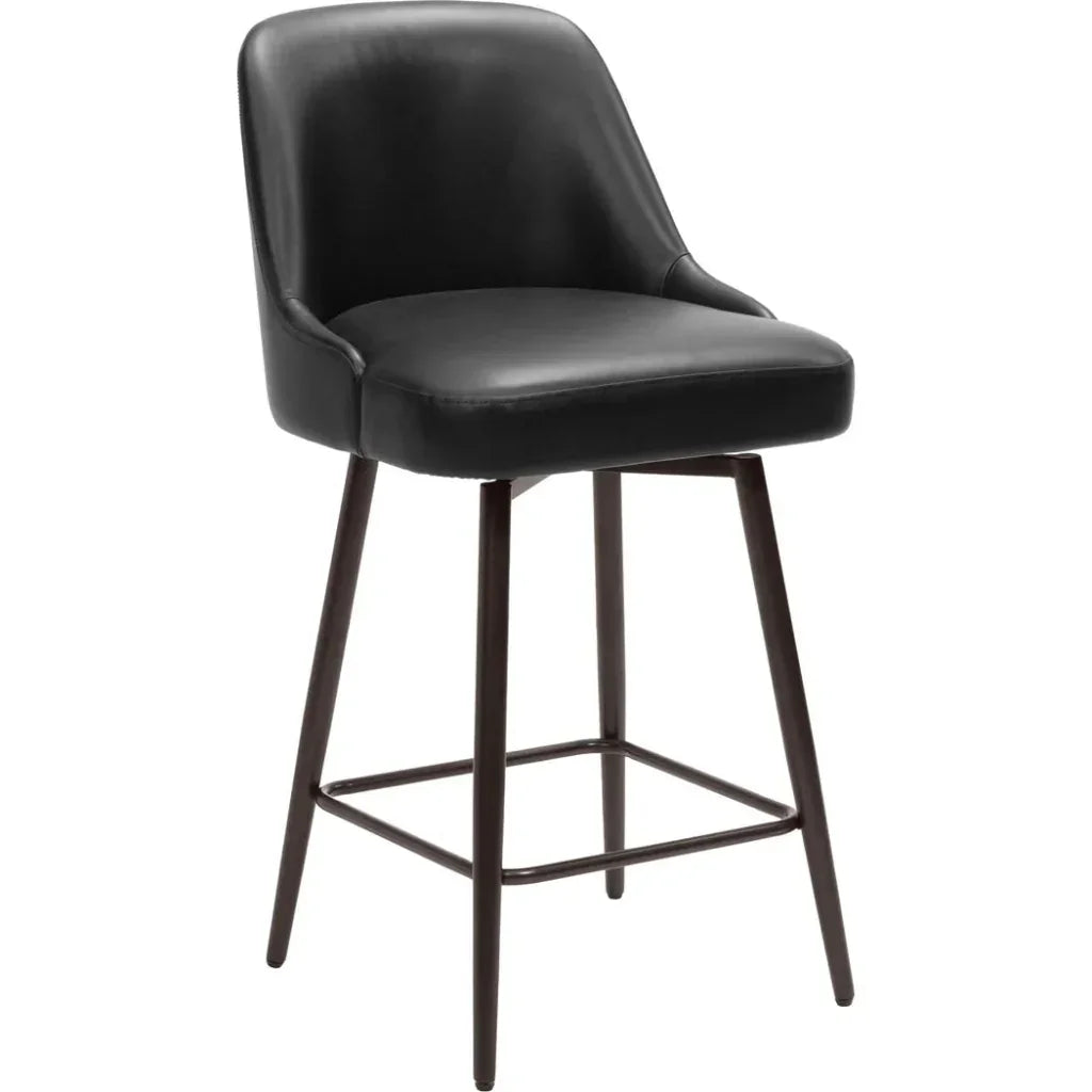 Keppel Swivel Counter Stool Black & Bronze - LOOMLAN - Zuo Modern - Counter Stools