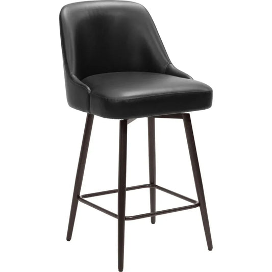 Keppel Swivel Counter Stool Black & Bronze - LOOMLAN - Zuo Modern - Counter Stools