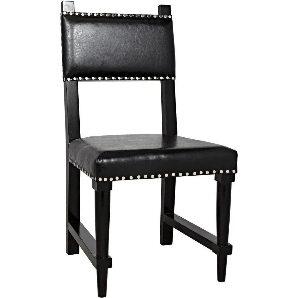 Kerouac Leather Armless Dining Chair - LOOMLAN - Noir - Dining Chairs