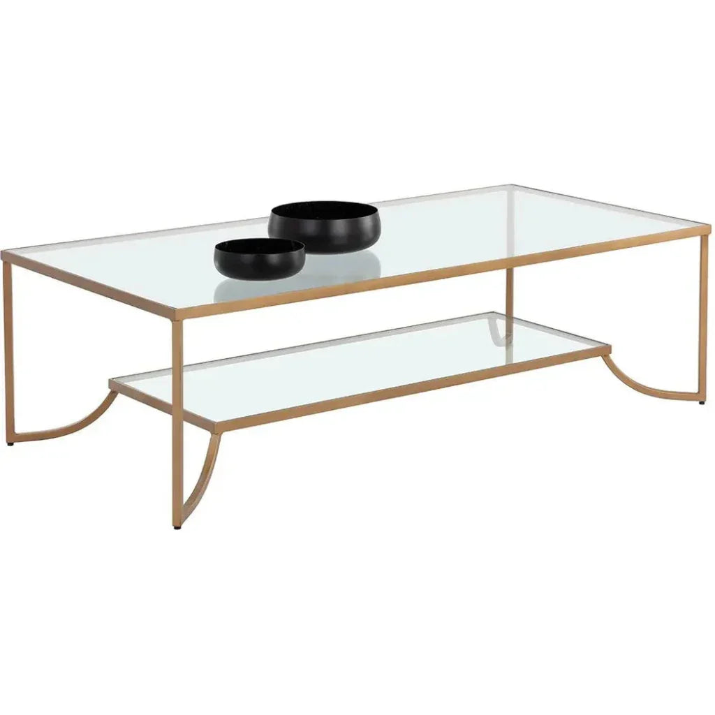 Kessler Coffee Table With Antique Gold Iron - LOOMLAN - SUNPAN - Coffee Tables