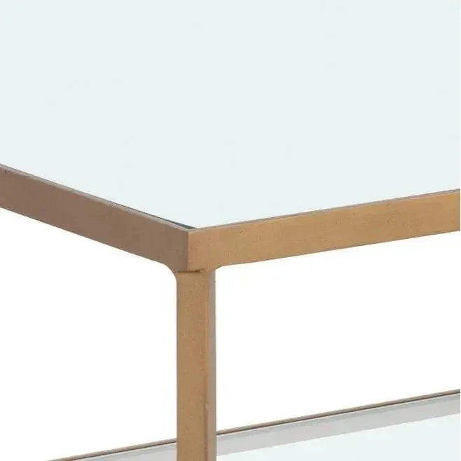 Kessler Coffee Table With Antique Gold Iron - LOOMLAN - SUNPAN - Coffee Tables