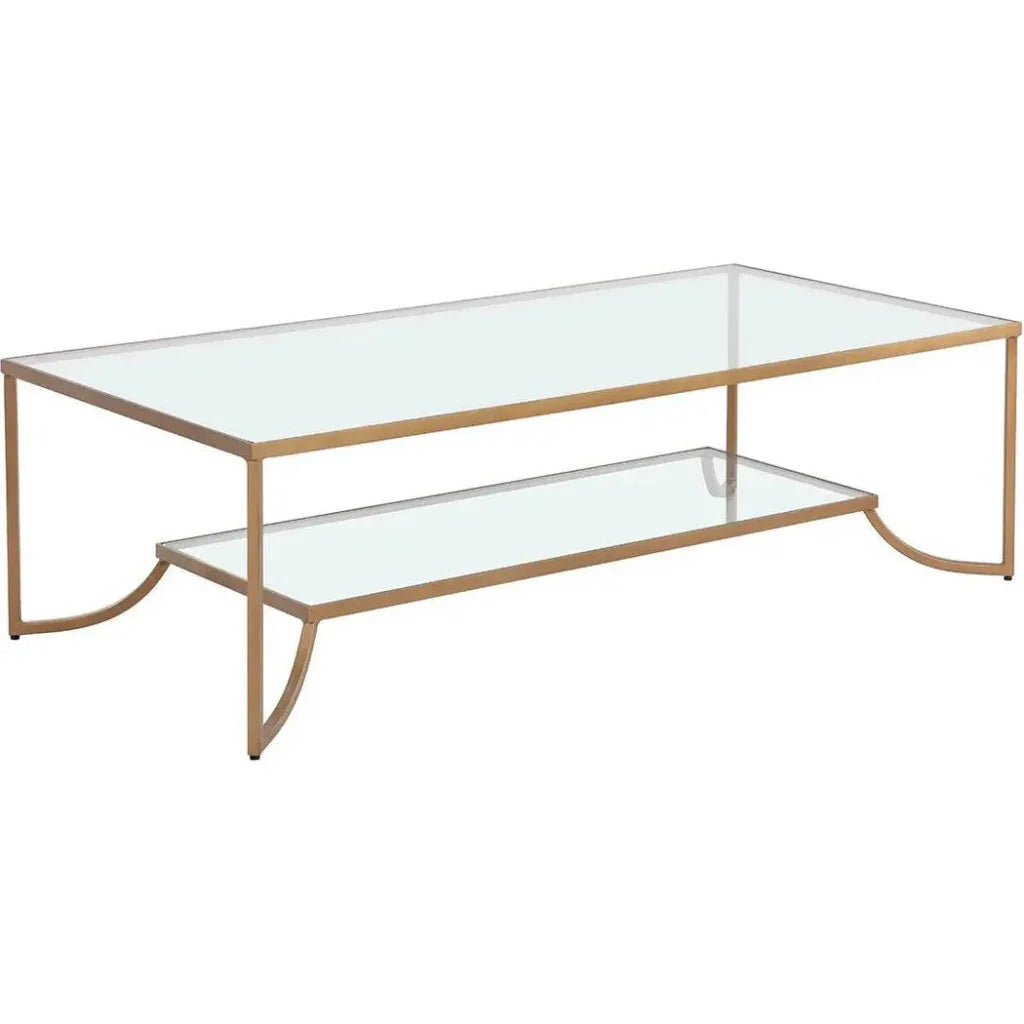 Kessler Coffee Table With Antique Gold Iron - LOOMLAN - SUNPAN - Coffee Tables