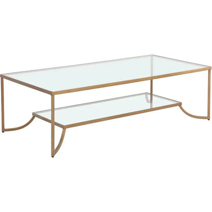 Kessler Coffee Table With Antique Gold Iron - LOOMLAN - SUNPAN - Coffee Tables