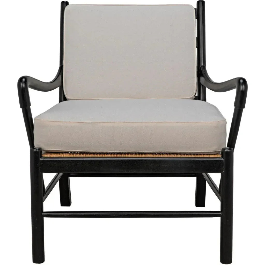 Kevin Wood and Rattan Black Arm Chair - LOOMLAN - Noir - Accent Chairs