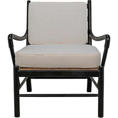Kevin Wood and Rattan Black Arm Chair - LOOMLAN - Noir - Accent Chairs