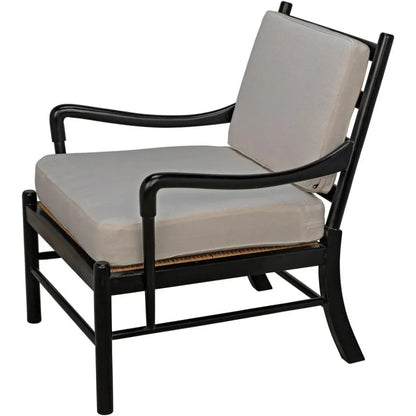 Kevin Wood and Rattan Black Arm Chair - LOOMLAN - Noir - Accent Chairs