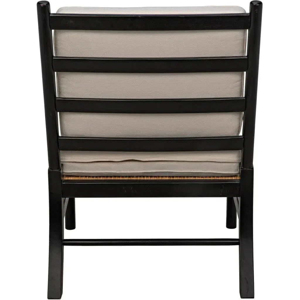 Kevin Wood and Rattan Black Arm Chair - LOOMLAN - Noir - Accent Chairs