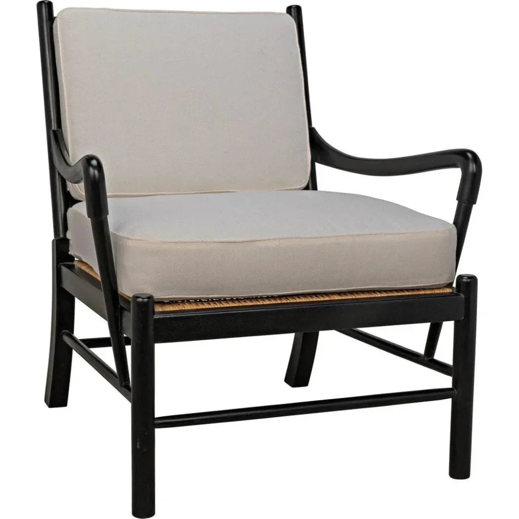 Kevin Wood and Rattan Black Arm Chair - LOOMLAN - Noir - Accent Chairs