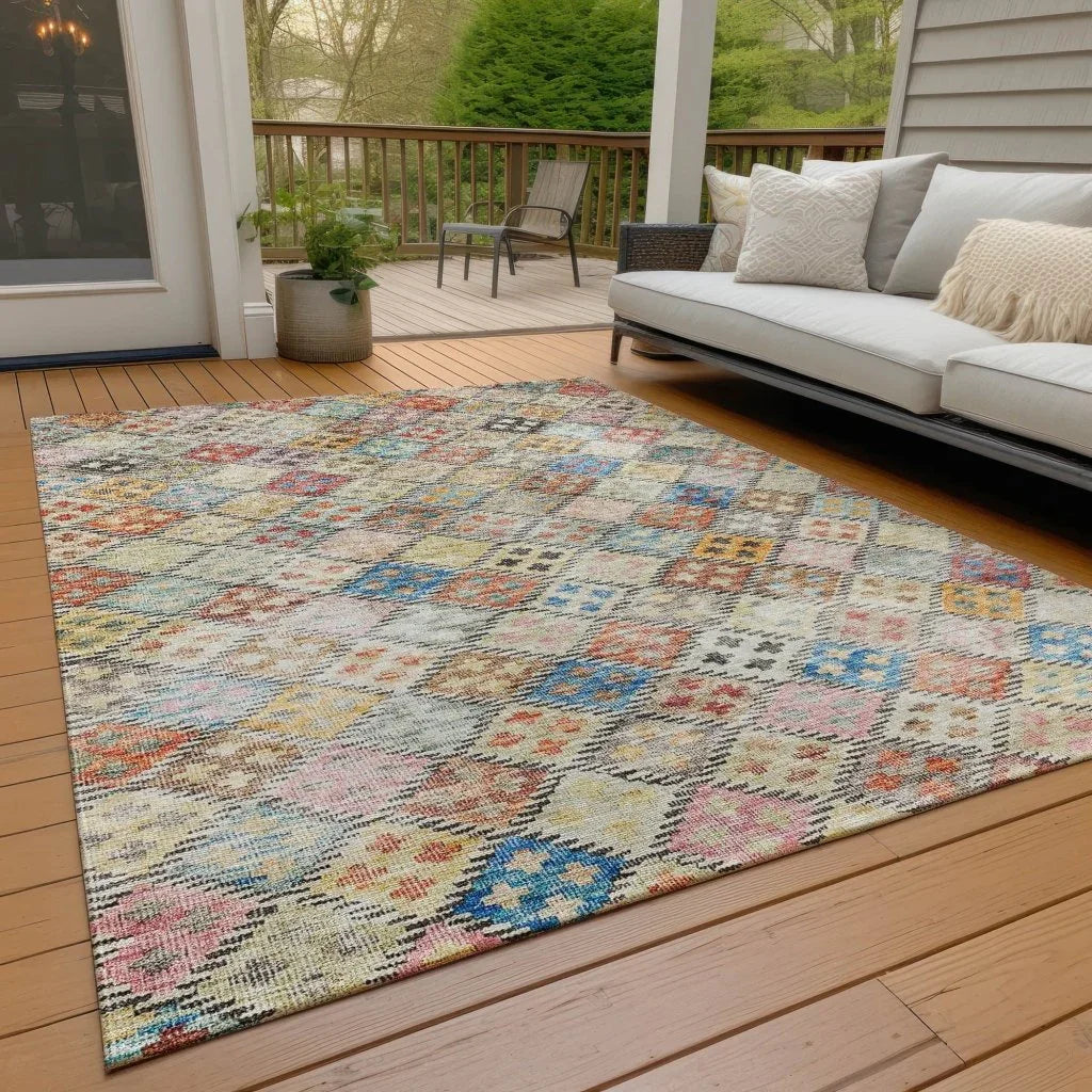 Kharma Orange Washable Indoor-Outdoor Rug-Outdoor Rugs-LOOMLAN Rugs-LOOMLAN