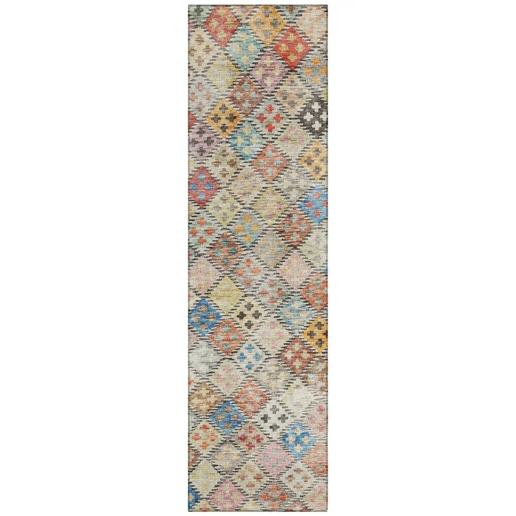 Kharma Orange Washable Indoor-Outdoor Rug-Outdoor Rugs-LOOMLAN Rugs-2'3" x 7'6"-LOOMLAN