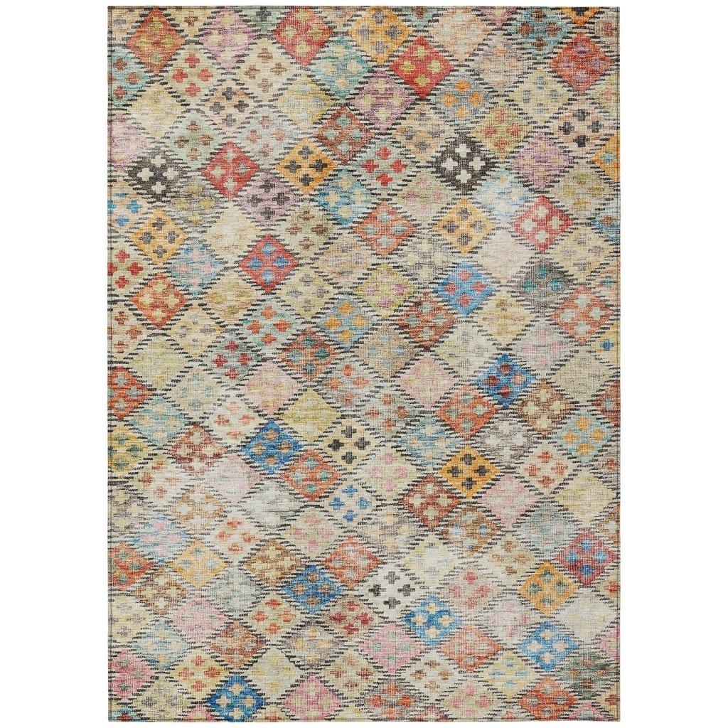 Kharma Orange Washable Indoor-Outdoor Rug-Outdoor Rugs-LOOMLAN Rugs-2'6" x 3'10"-LOOMLAN