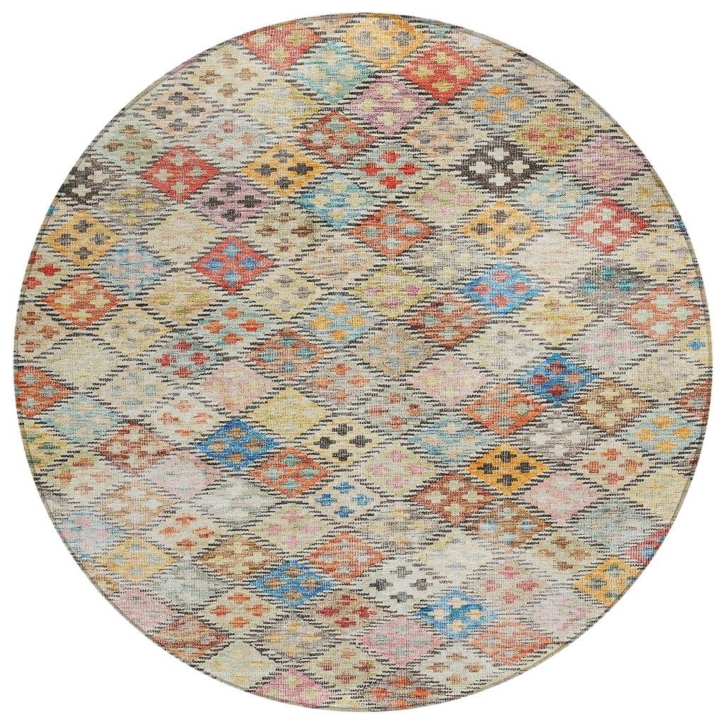 Kharma Orange Washable Indoor-Outdoor Rug-Outdoor Rugs-LOOMLAN Rugs-8' x 8'-LOOMLAN