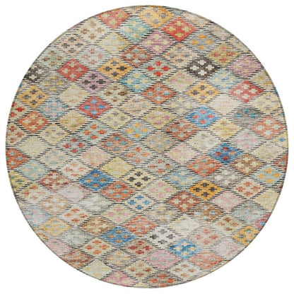 Kharma Orange Washable Indoor-Outdoor Rug-Outdoor Rugs-LOOMLAN Rugs-8' x 8'-LOOMLAN