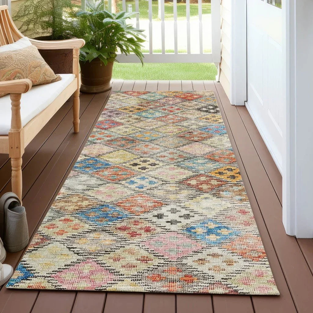 Kharma Orange Washable Indoor-Outdoor Rug-Outdoor Rugs-LOOMLAN Rugs-LOOMLAN