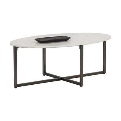 Kiara Marble Top Oval Outdoor Coffee Table-Outdoor Coffee Tables-SUNPAN-LOOMLAN