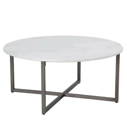 Kiara Marble Top Round Outdoor Coffee Table-Outdoor Coffee Tables-SUNPAN-LOOMLAN