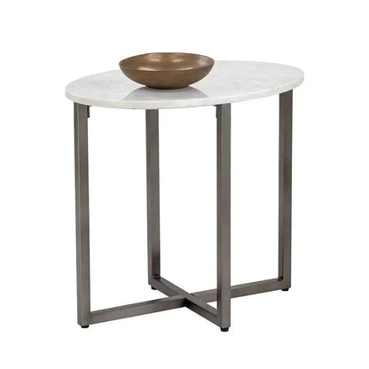 Kiara Side Table White Marble Gunmetal Base - LOOMLAN - SUNPAN - Side Tables
