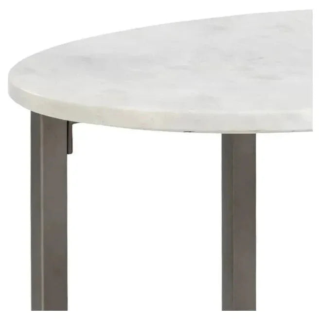 Kiara Side Table White Marble Gunmetal Base - LOOMLAN - SUNPAN - Side Tables