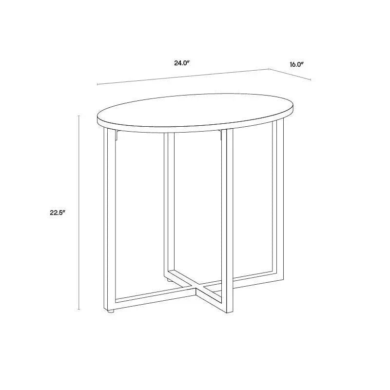 Kiara Side Table White Marble Gunmetal Base - LOOMLAN - SUNPAN - Side Tables