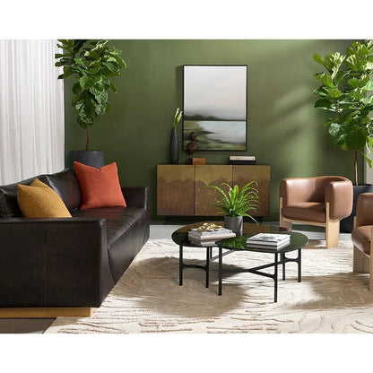 Kiernan Coffee Table Black Glass Top & Metal - LOOMLAN - SUNPAN - Coffee Tables