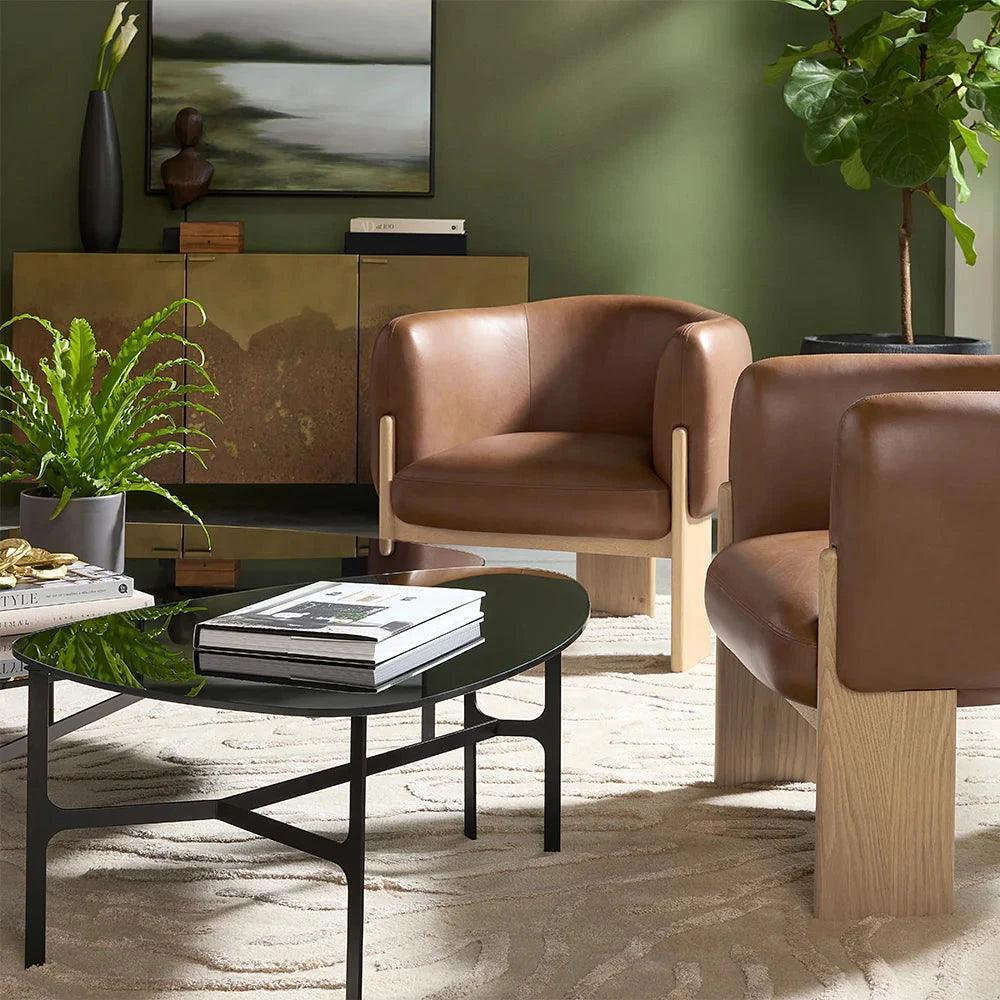 Kiernan Coffee Table Black Glass Top & Metal - LOOMLAN - SUNPAN - Coffee Tables