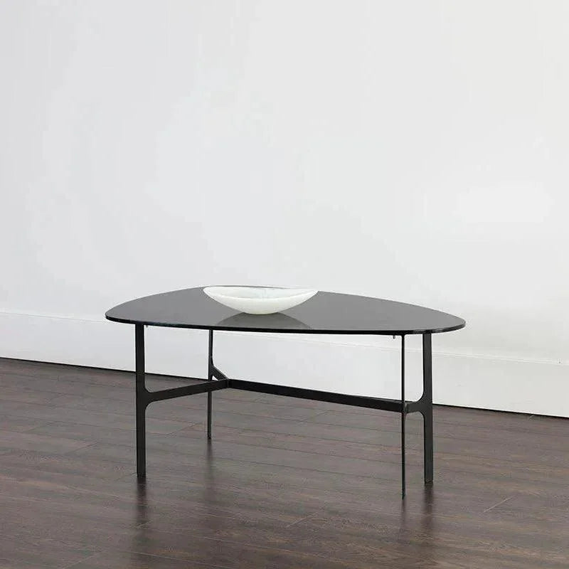 Kiernan Side Table Black Glass & Iron Base - LOOMLAN - SUNPAN - Side Tables