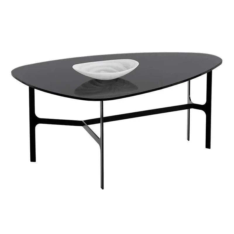 Kiernan Side Table Black Glass & Iron Base - LOOMLAN - SUNPAN - Side Tables