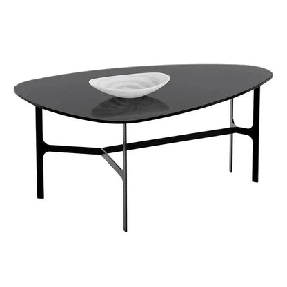 Kiernan Side Table Black Glass & Iron Base - LOOMLAN - SUNPAN - Side Tables