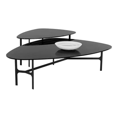 Kiernan Side Table Black Glass & Iron Base - LOOMLAN - SUNPAN - Side Tables