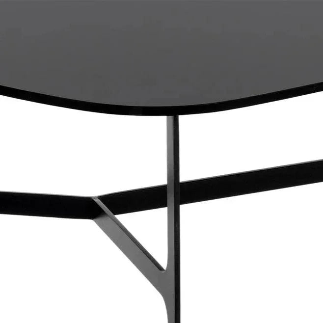 Kiernan Side Table Black Glass & Iron Base - LOOMLAN - SUNPAN - Side Tables
