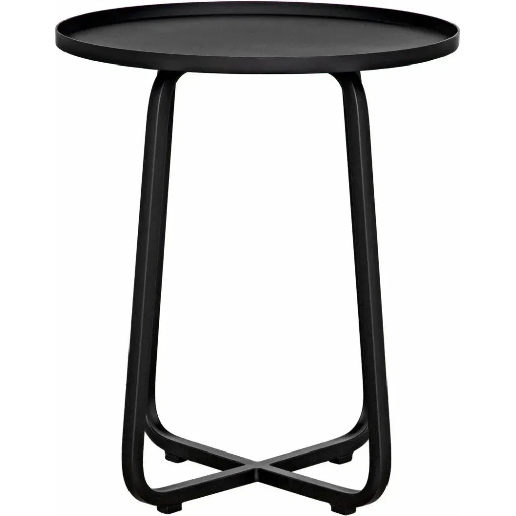 Kimana Black Steel Round Side Table - LOOMLAN - Noir - Side Tables