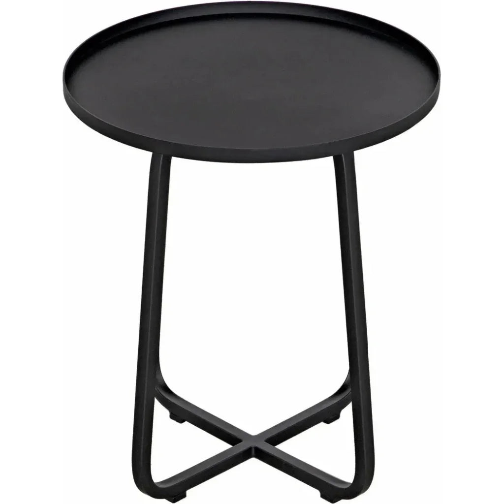 Kimana Black Steel Round Side Table - LOOMLAN - Noir - Side Tables