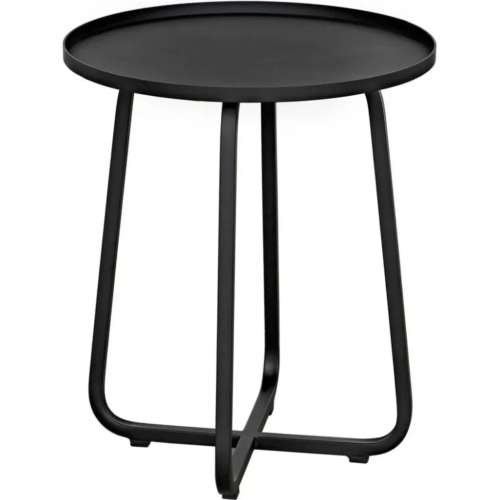 Kimana Black Steel Round Side Table - LOOMLAN - Noir - Side Tables